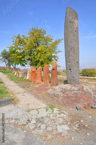 Fotografie, Obraz Vishap stones and phallic symbols discovered during excavations in Metsamor