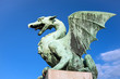 Dragon Bridge Ljubljana with blue sky