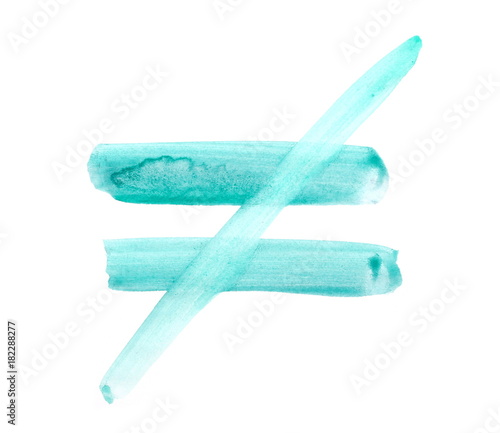 Fotografía brush stroke unequal sign, watercolor isolated on white background