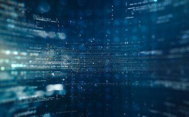 abstract tech background. floating numbers hud background. matrix particles grid virtual reality..sm