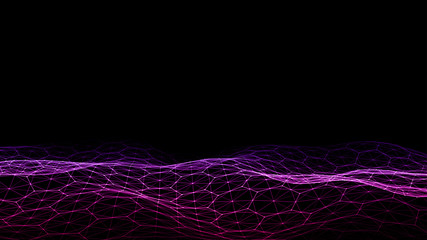 Wall Mural - vector white abstract futuristic digital landscape with particles dots and stars on horizon. compute