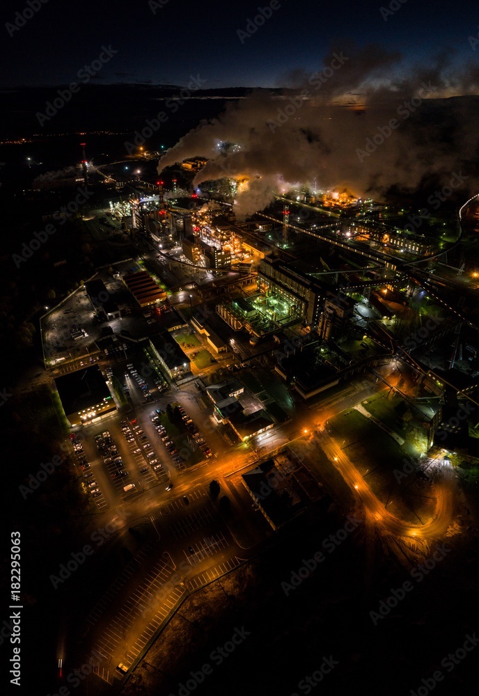 Aerial view of oil refinery. Industrial view at oil refinery plants ...