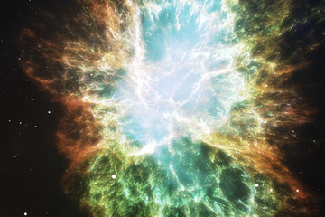 Wall Mural - flying in outer space among stars and nebulae 3d illustration