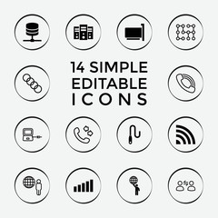 Poster - Set of 14 connection filled and outline icons