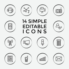 Wall Mural - set of 14 communication outline icons