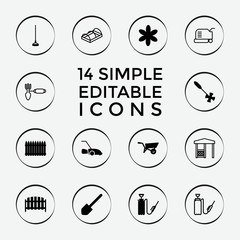 Sticker - Set of 14 garden filled and outline icons