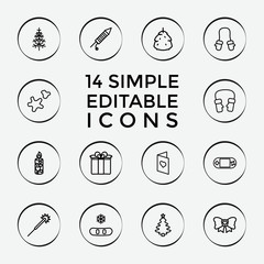 Poster - Set of 14 christmas outline icons