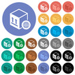 Worldwide package transportation round flat multi colored icons
