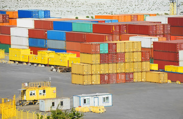 Cargo container in port