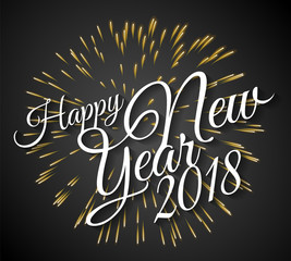 Wall Mural - happy new year 2018 vector background with fireworks