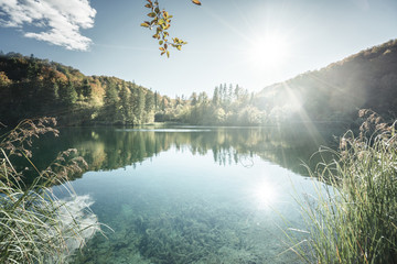 Aufkleber - lake in forest of Croatia