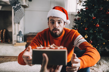 Wall Mural - Portrait of attractive man before christmas