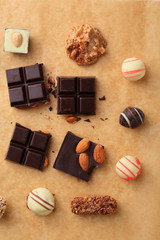 Wall Mural - Chocolate bars with almond and candy