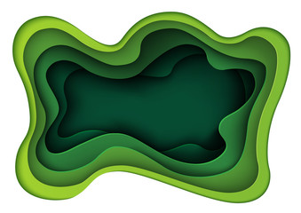 Aufkleber - Green abstract paper carve background.Paper art style of nature concept design.Vector illustration.