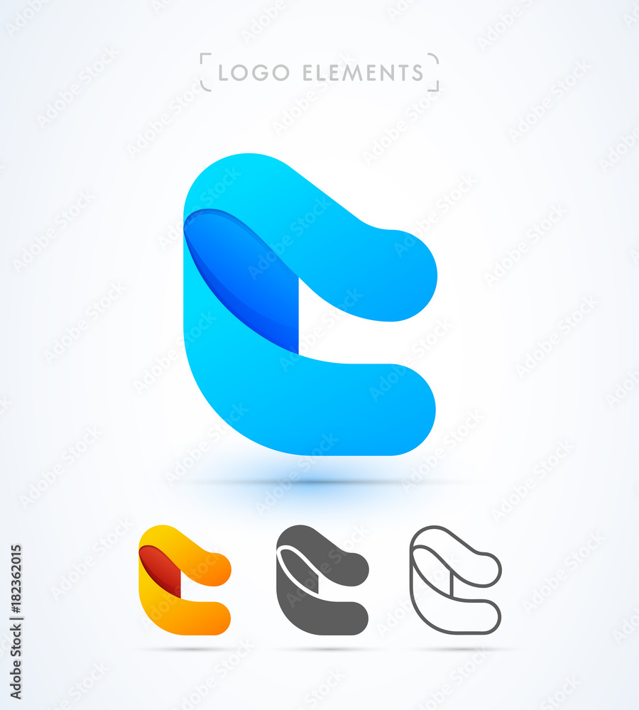 Vector abstract futuristic origami letter C logo design template ...