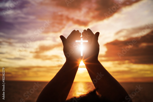 Cuadros en Lienzo Human hands open palm up worship