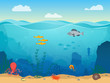 © bigmouse108 - Cartoon Sea Underwater Scene Color Background. Vector
