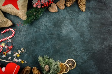 Wall Mural - Christmas presents on dark background