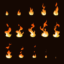 Cartoon Fire Flame Sheet Sprite Animation Vector Set