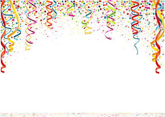 Colorful Confetti on White Background - Festive Illustration, Vector