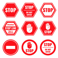 Sticker - Traffic stop, restricted and dangerous vector signs isolated