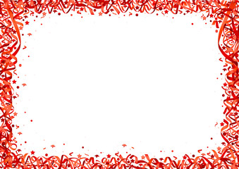 Wall Mural - Red Confetti on White Background - Festive Illustration, Vector