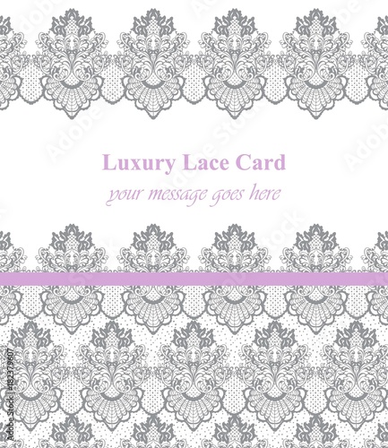 Luxury lace background Vector with handmade ornaments pink gray colors