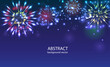  Fireworks on twilight background vector. Firework new year holiday celebration.