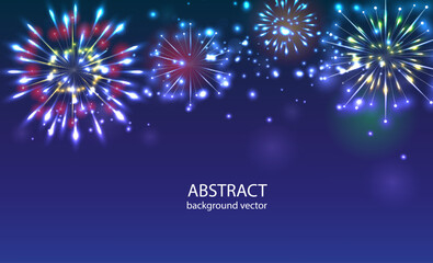 Wall Mural -  Fireworks on twilight background vector. Firework new year holiday celebration.