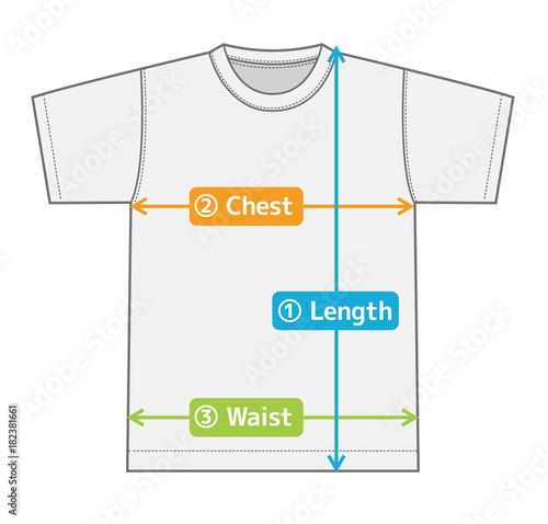 Fotomural t-shirt illustration for size chart (english) / color version