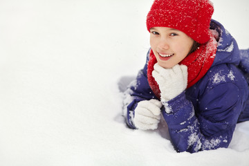 Wall Mural - portrait of a cute girl in the winter