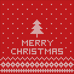 Merry Christmas design as knitted sweater and jumper background 