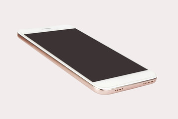 White modern smart phone isolated.Blank screen for mockup.