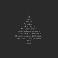 christmas tree made of programming code in ruby language