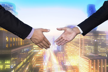 Business Handshake, Business Cooperation Concept on city town background