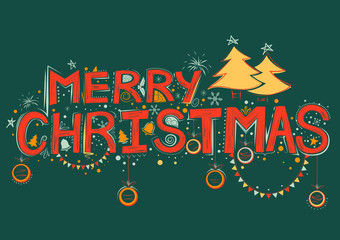 Wall Mural - Merry Christmas Lettering Design Set typography style greeting background