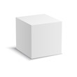 White vector cube with perspective. Realistic 3d vector illustration.