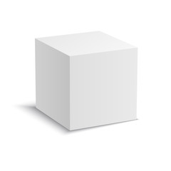 white vector cube with perspective. realistic 3d vector illustration.