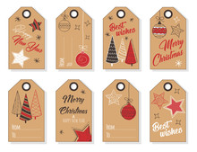 Christmas And New Year Gift Tags Vector Set