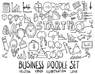 Wall Mural - Set of Business illustration Hand drawn doodle Sketch line vector eps10
