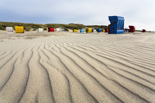 Sand Patterns And Beach Chairs, Juist Island, Germany