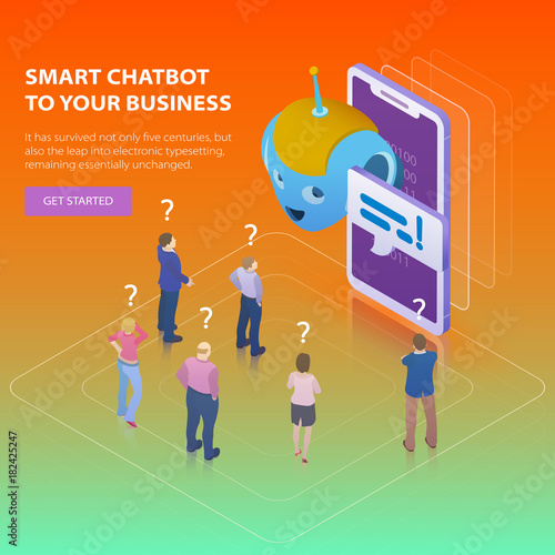 Chatbot And Future Marketing Concept Flat 3d Isometric Design