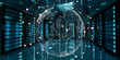© sdecoret - Earth network flying over server room data center 3D rendering