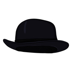 Poster - Vector Cartoon Black Color Bowler Hat