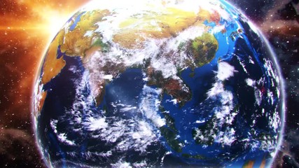 Wall Mural - 3D Earth in DayLight FlyBy Intro Logo Motion Background