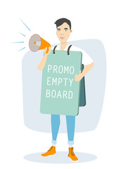 Wall Mural - Man with promotion board.