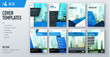 © great_bergens - Set of business cover design template in blue color for brochure, report, catalog, magazine or booklet. Creative vector background concept