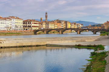 Sticker - Florence. The city embankment along the Arno River.