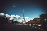 Fototapeta Na drzwi - Street view against Eiffel Tower, Paris, France