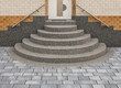 Steinteppich Treppe positive Kegeltreppe in grau mit Kieselbeschichtung - Stone carpet staircase positive conical staircase in grey with gravel coating 